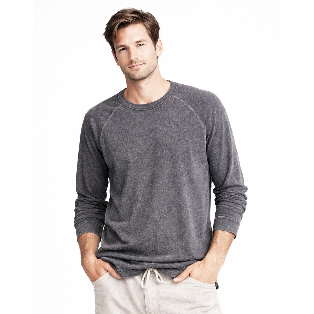 James Perse Standard Mens Grey Raglan French Terry Sweatshirt Lightweight Casual